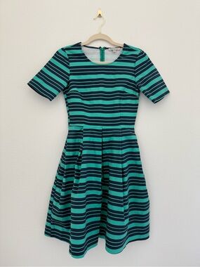 DownEast Green and Navy Striped Dress